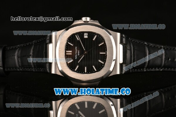 Patek Philippe Nautilus Miyota 9015 Automatic Steel Case with White Stick Markers and Black Dial (BP) - Click Image to Close